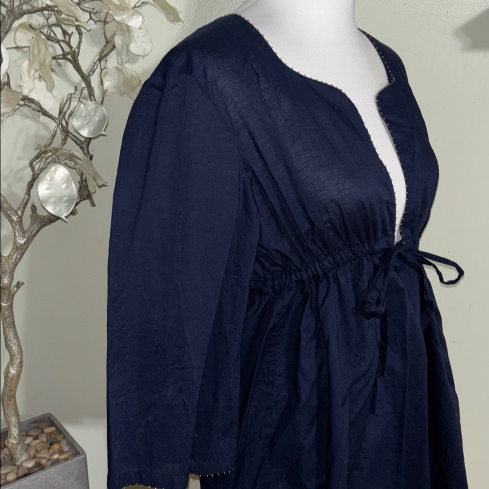 J. Crew Midnight Blue Gathered Blouse - Picture 4 of 6
